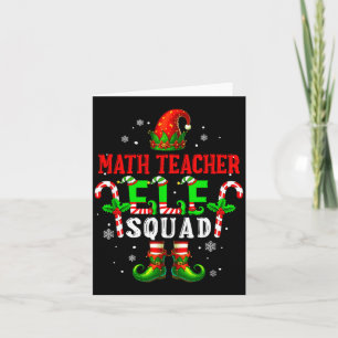 Math teacher elf squad xmas elf hat shoes funny card