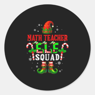 Math teacher elf squad xmas elf hat shoes funny classic round sticker