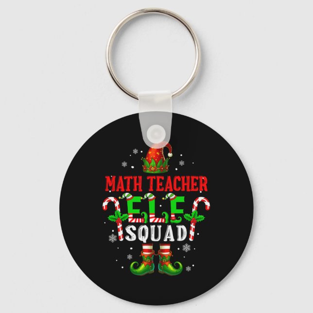 Math Teacher Elf Squad Xmas Elf Hat Shoes Funny Jo Key Ring (Front)