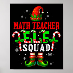 Math teacher elf squad xmas elf hat shoes funny poster