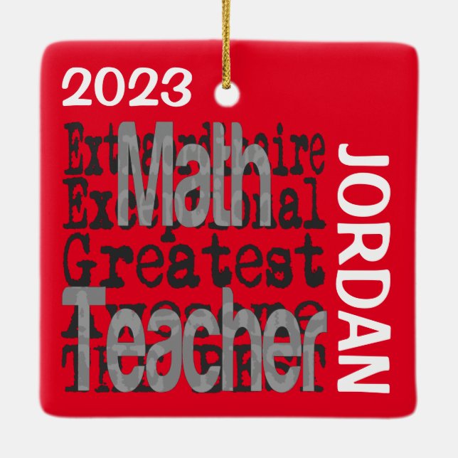 Math Teacher Extraordinaire CUSTOM Ceramic Ornament (Back)