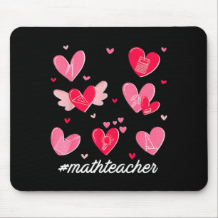 Math Teacher Heart Valentines Day Mathematics Teac Mouse Mat