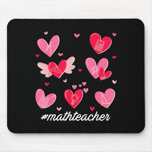 Math Teacher Heart Valentines Day Mathematics Teac Mouse Mat (Front)