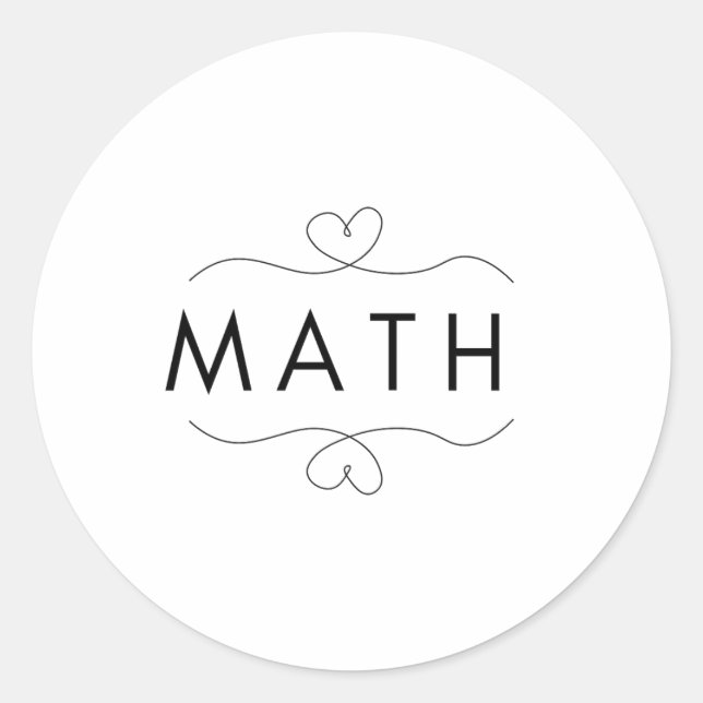 Math Teacher i love Heart math  Classic Round Sticker (Front)