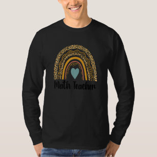 Math Teacher Leopard Rainbow Back To School Teache T-Shirt