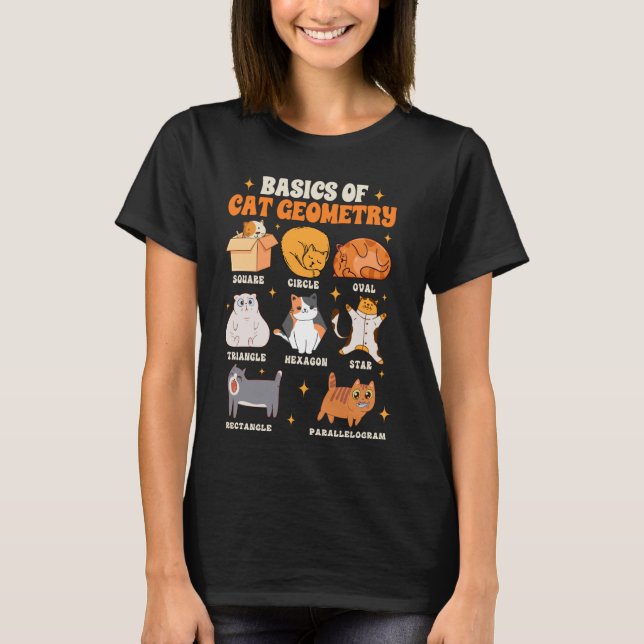 Math Teacher Life Teaching Cat Lover Basics Of Cat T-Shirt (Front)