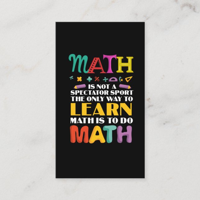 Math Teacher Mathematical Study Student School Business Card (Front)