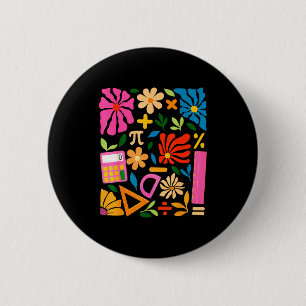 Math Teacher Mathematics Pi Day Boho Floral Back T 6 Cm Round Badge