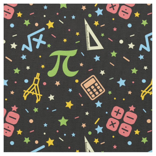 Math Teacher - Mathematics Symbols Pattern Fabric (Close Up)