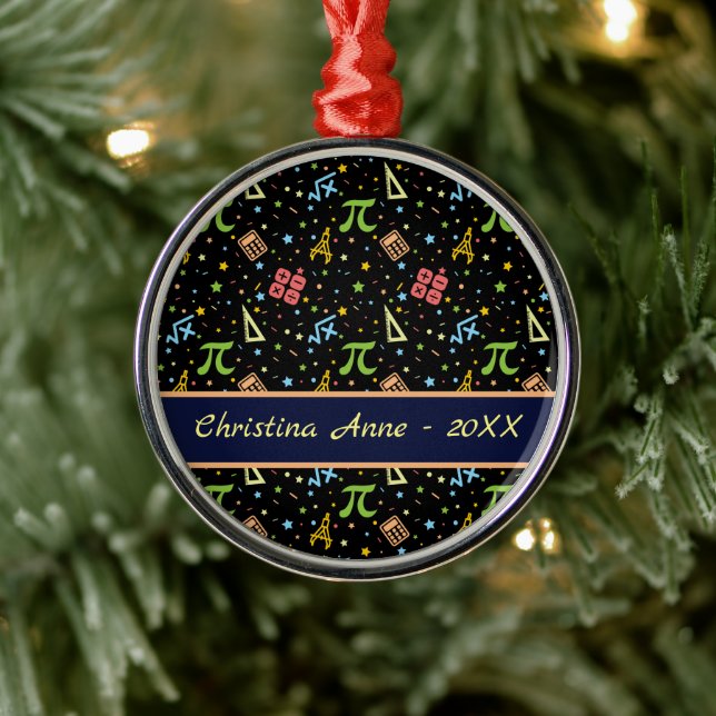 Math Teacher - Mathematics Symbols Pattern Metal O Metal Tree Decoration (Tree)