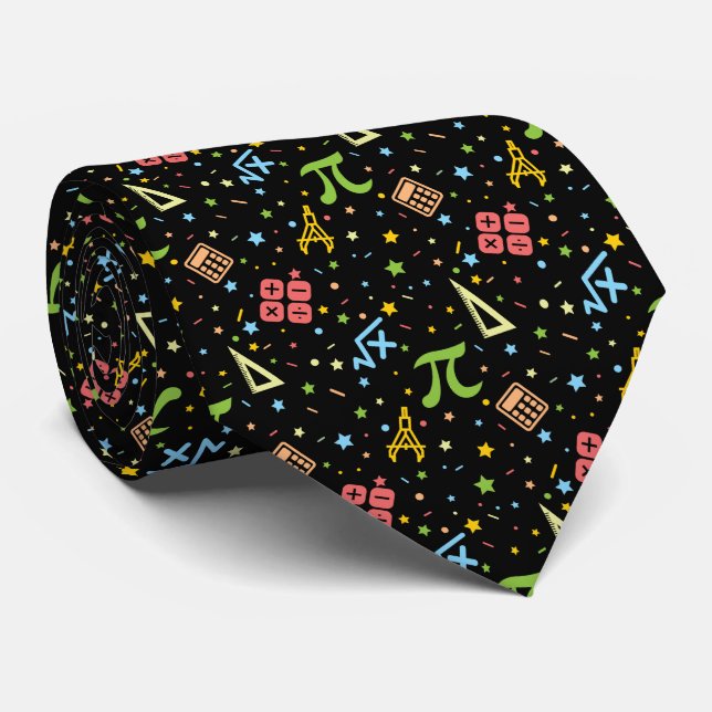 Math Teacher - Mathematics Symbols Pattern Tie (Rolled)