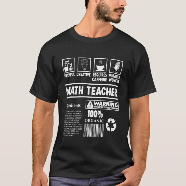 Math Teacher Nutritional Facts  For Women Men T-Shirt (Front)