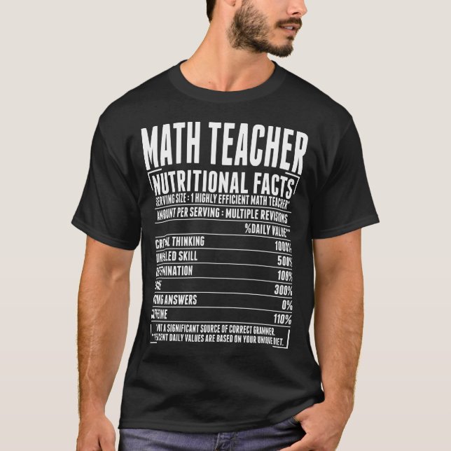 Math Teacher Nutritional Facts Tshirt (Front)