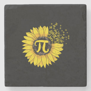 Math Teacher Pi Number Sunflower Stone Coaster