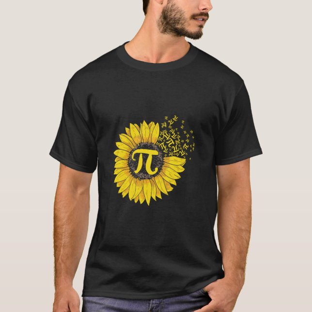 Math Teacher Pi Number Sunflower T-Shirt (Front)