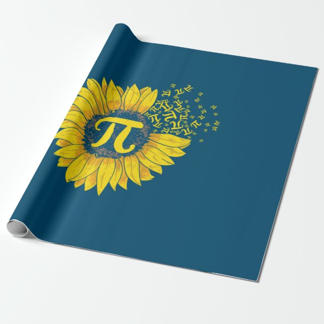 Math Teacher Pi Number Sunflower Wrapping Paper (Unrolled)