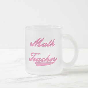 Math Teacher Pink Text T-shirts and Gifts Frosted Glass Coffee Mug
