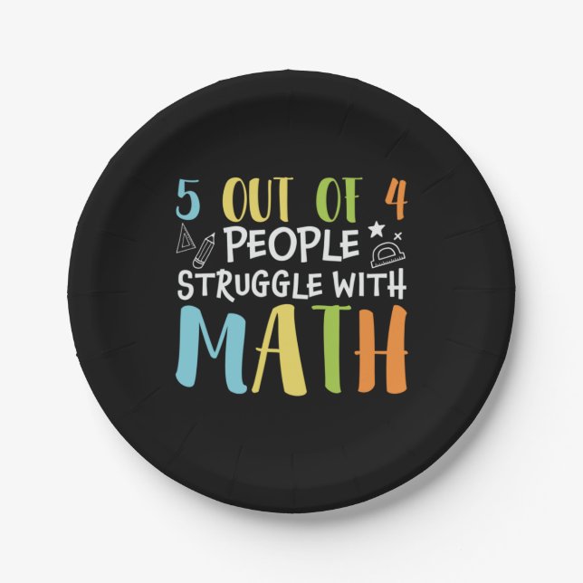 Math Teacher Struggle With Math Paper Plate (Front)