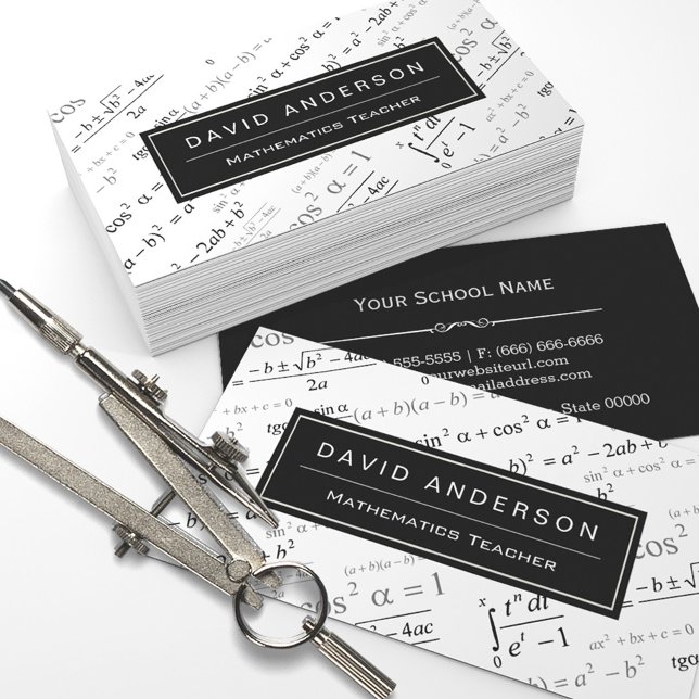 Math Teacher Stylish Mathematics Formulas Pattern Business Card (Creator Uploaded)