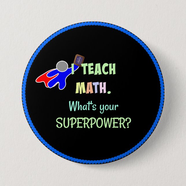 Math Teacher, Superhero 7.5 Cm Round Badge (Front)