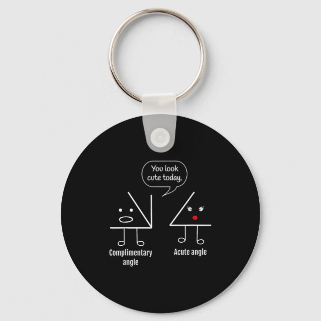 Math Teacher Tee - Complimentary Acute Angle  Key Ring (Front)
