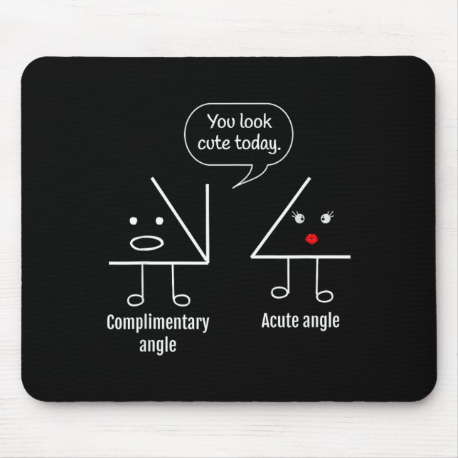 Math Teacher Tee - Complimentary Acute Angle  Mouse Mat (Front)