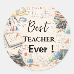 Math Teacher Thank You Gifts End of School Year Classic Round Sticker