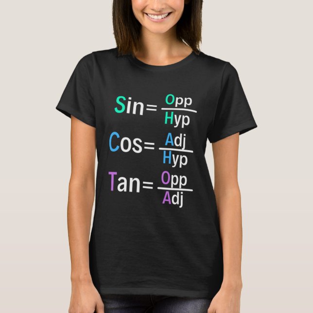 Math Teacher Trigonometry SOH CAH TOA Geometry T-Shirt (Front)