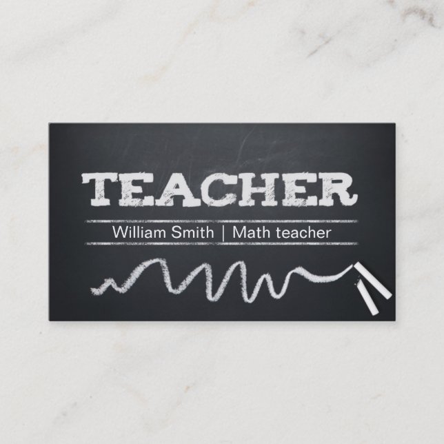 Math Teacher Tutor chalkboard Business Card (Front)