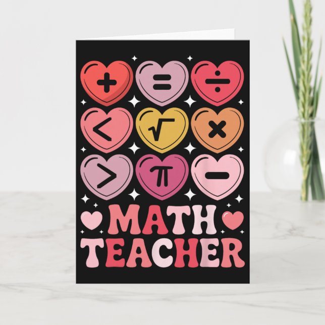 Math Teacher Valentine's Day Math Operation Symbol Card (Front)