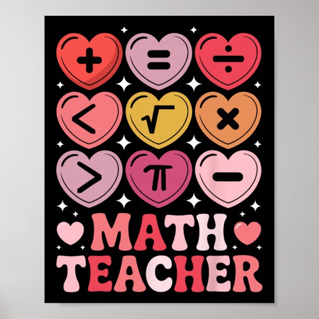 Math Teacher Valentine's Day Math Operation Symbol Poster (Front)