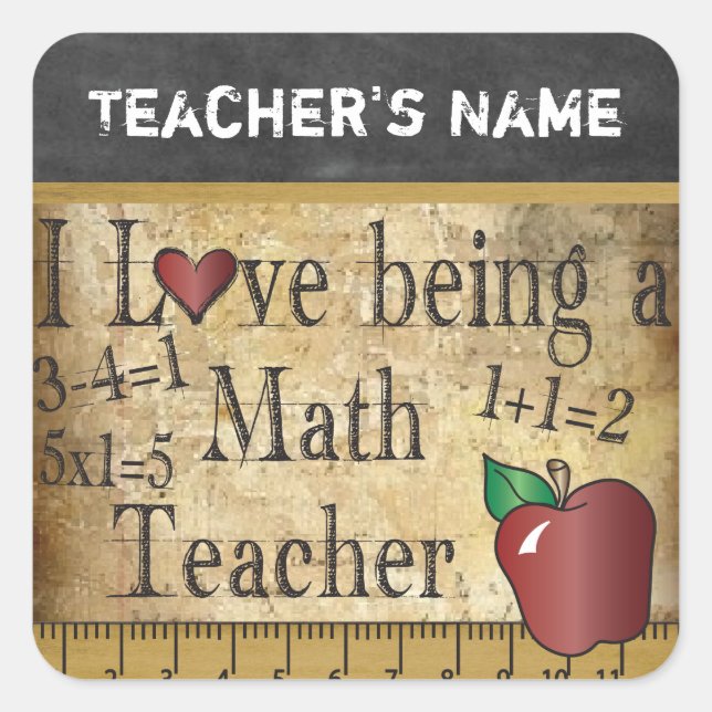 Math Teacher  👩‍🏫 - Vintage Unique Style Square Sticker (Front)