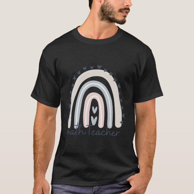 Math Teacher With Rainbow T-Shirt (Front)