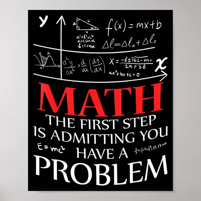 Math The First Step Is Admitting You Have A Proble Poster (Front)