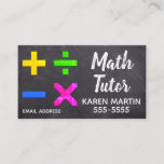 Math Tutor Business Card<br><div class="desc">Bright colours on a chalkboard background.Eye-catching!!</div>