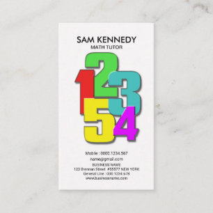 Math Tutor Colourful Teaching Numbers Business Card