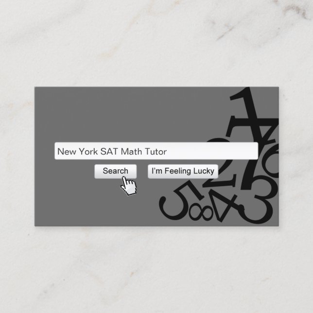 Math Tutor Creative Search Bar Dark Grey Business Card (Front)