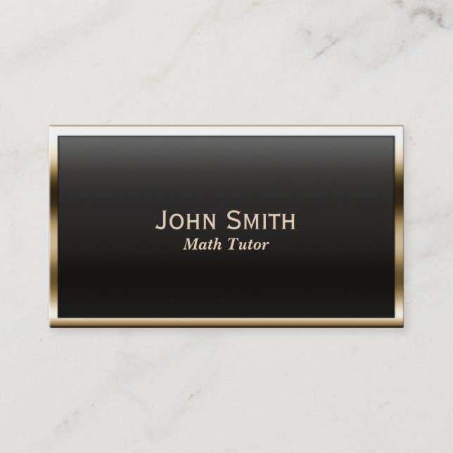 Math Tutor Elegant Gold Border Business Card (Front)