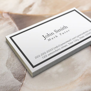 Math Tutor Minimal Black Framed Business Card