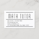 Math Tutor Minimalist Business Card<br><div class="desc">Modern Simple White Math Tutor Business Card.</div>