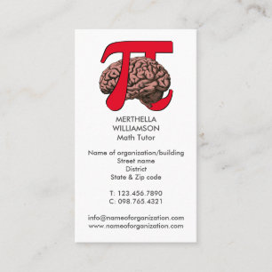 MATH TUTOR Pi Brain Mathematics Business Card