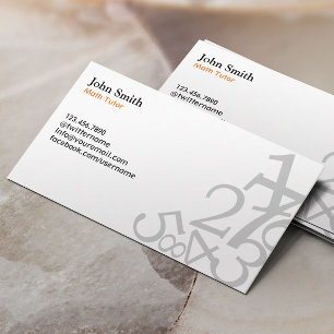 Math Tutor Simple Numbers Teacher Plain Business Card