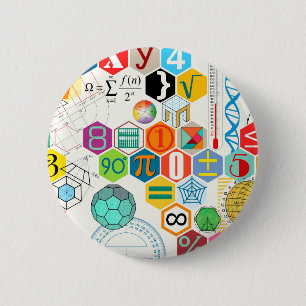 Math (white) 6 cm round badge