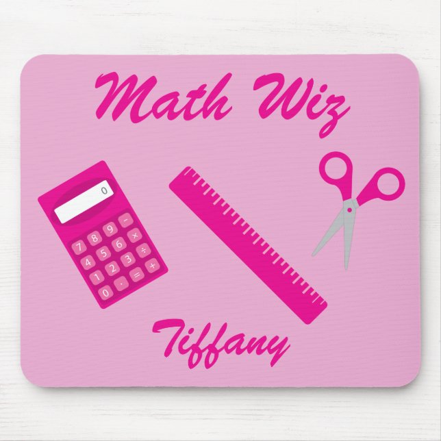 Math Wiz in Pink Mouse Mat (Front)