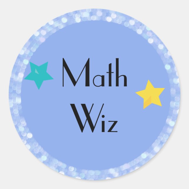 Math Wiz with Stars Classic Round Sticker (Front)
