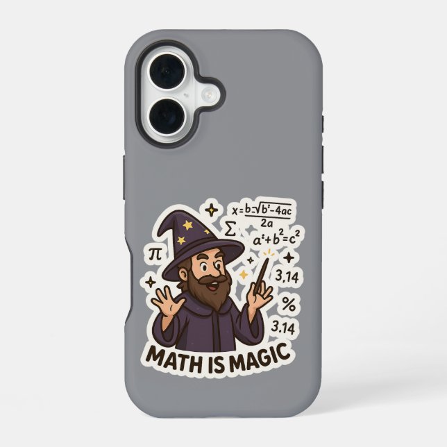 Math Wizard Sticker – “Math is Magic” Transparent  iPhone 16 Case (Back)