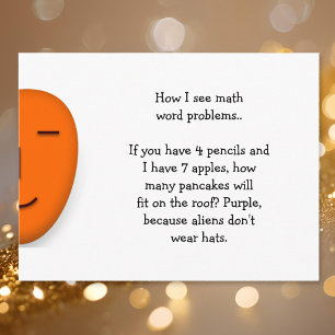 Math Word Problems.. Funny Send a Smile Postcard