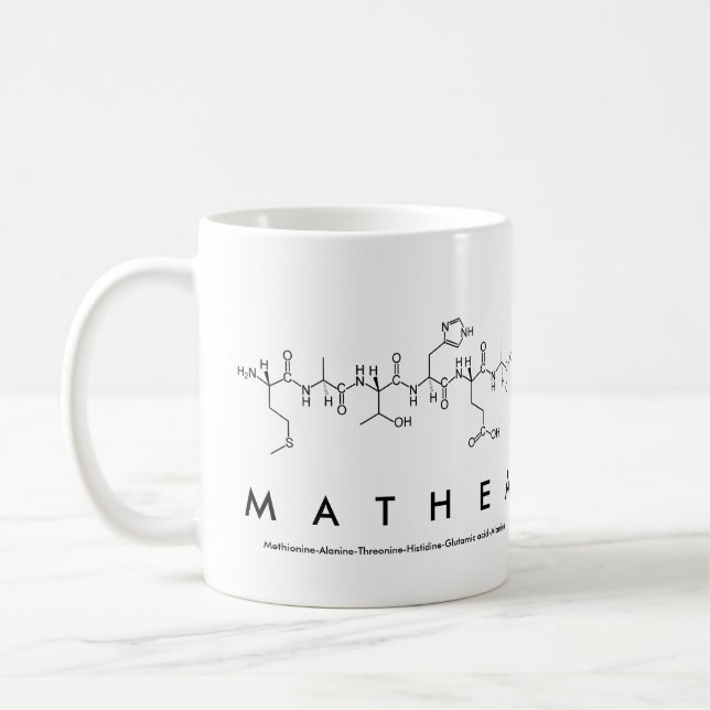 Mathea peptide name mug (Left)