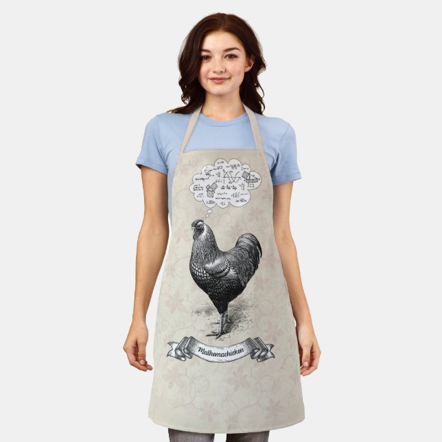 Mathemachicken Funny Math Chicken Pun Joke Apron (Worn)