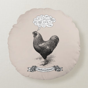 Mathemachicken Funny Math Chicken Pun Joke Round Cushion